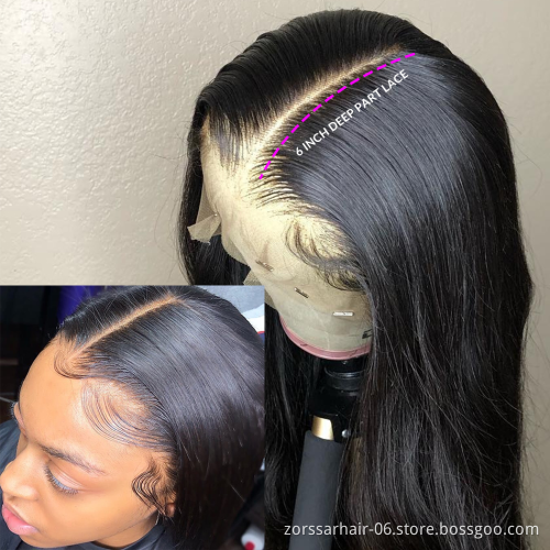 13*4 Body Wave Glueless Swiss Lace Frontal Wigs Raw Indian Human Hair Lace Wigs Virgin Cuticle Aligned Body Wave Lace Front Wig